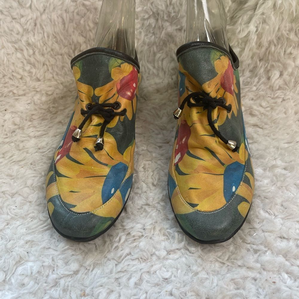 The Shoe Lab soft leather multi color painted slip on shoes ..Rubber soles SZ9.5